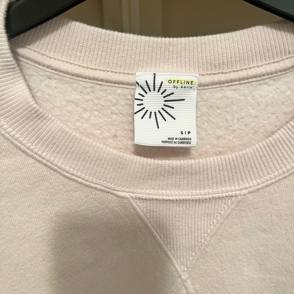 Aerie Off-line Super Soft Cream Crew Neck Pullover Sweatshirt - Picture 2 of 6